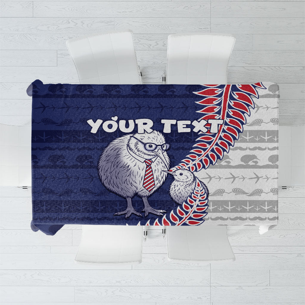Personalised New Zealand Father's Day Tablecloth Daddy Kiwi Bird Silver Ferns