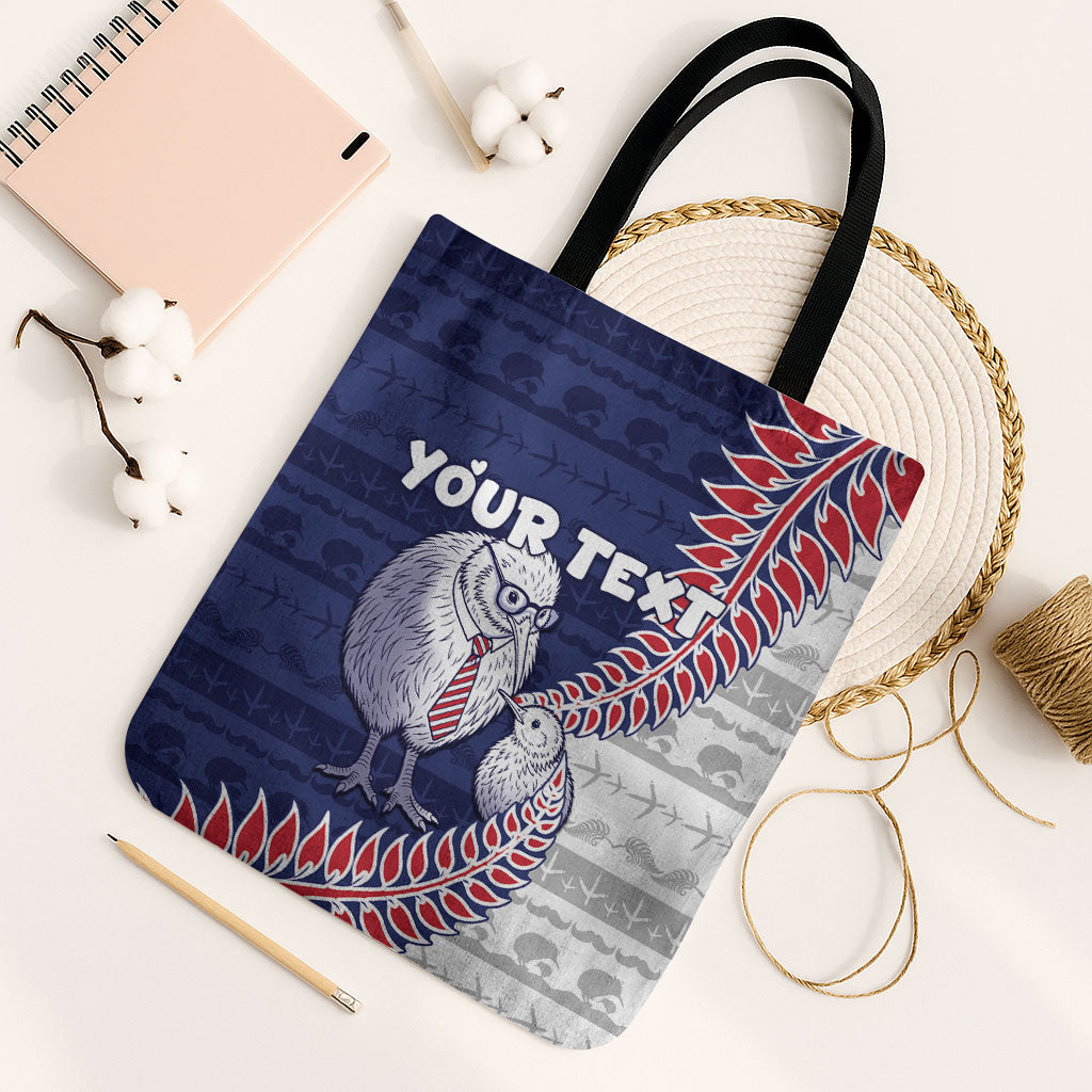 Personalised New Zealand Father's Day Tote Bag Daddy Kiwi Bird Silver Ferns