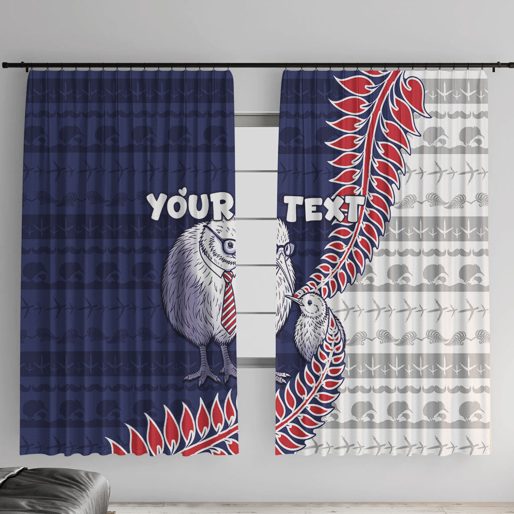 Personalised New Zealand Father's Day Window Curtain Daddy Kiwi Bird Silver Ferns
