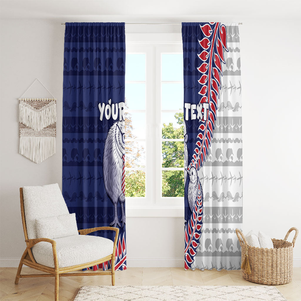 Personalised New Zealand Father's Day Window Curtain Daddy Kiwi Bird Silver Ferns