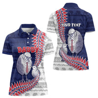Personalised New Zealand Father's Day Women Polo Shirt Daddy Kiwi Bird Silver Ferns