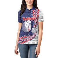 Personalised New Zealand Father's Day Women Polo Shirt Daddy Kiwi Bird Silver Ferns