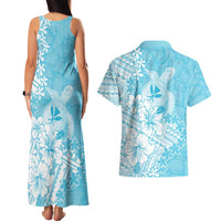 Hawaii Kanaka Maoli Couples Matching Tank Maxi Dress and Hawaiian Shirt Polynesian Turtle Tattoo