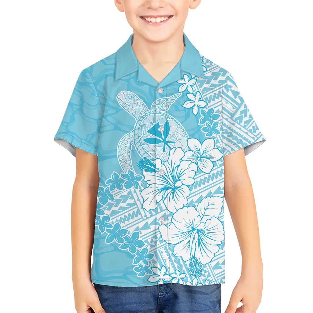 Hawaii Kanaka Maoli Family Matching Off Shoulder Maxi Dress and Hawaiian Shirt Polynesian Turtle Tattoo DT05 Son's Shirt Blue - Polynesian Pride