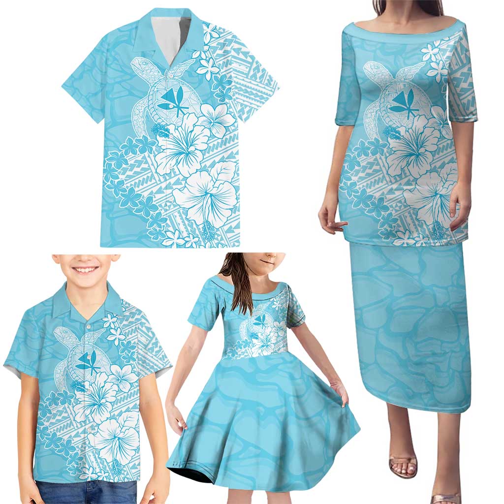 Hawaii Kanaka Maoli Family Matching Puletasi and Hawaiian Shirt Polynesian Turtle Tattoo