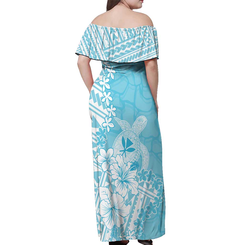 Hawaii Kanaka Maoli Off Shoulder Maxi Dress Polynesian Turtle Tattoo