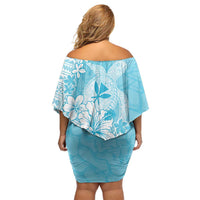 Hawaii Kanaka Maoli Off Shoulder Short Dress Polynesian Turtle Tattoo