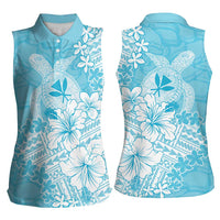 Hawaii Kanaka Maoli Women Sleeveless Polo Shirt Polynesian Turtle Tattoo