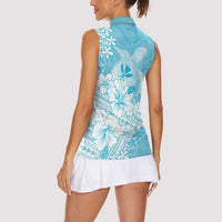 Hawaii Kanaka Maoli Women Sleeveless Polo Shirt Polynesian Turtle Tattoo