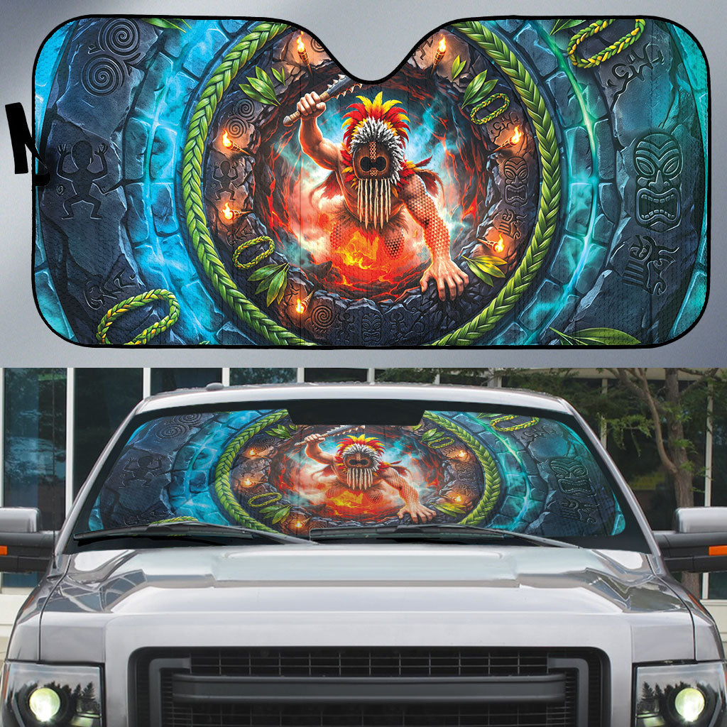 3D Illusion Nightmarchers Halloween Auto Sun Shade Hawaiian Warrior Spirit Lava Portal