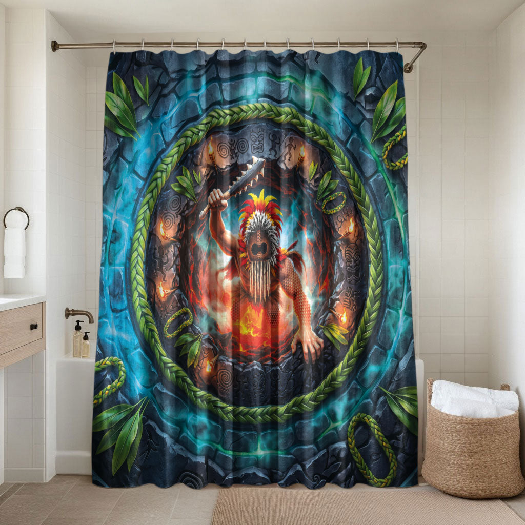 3D Illusion Nightmarchers Halloween Bathroom Set Hawaiian Warrior Spirit Lava Portal