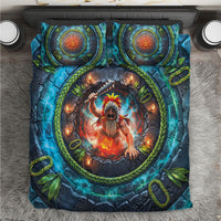 3D Illusion Nightmarchers Halloween Bedding Set Hawaiian Warrior Spirit Lava Portal