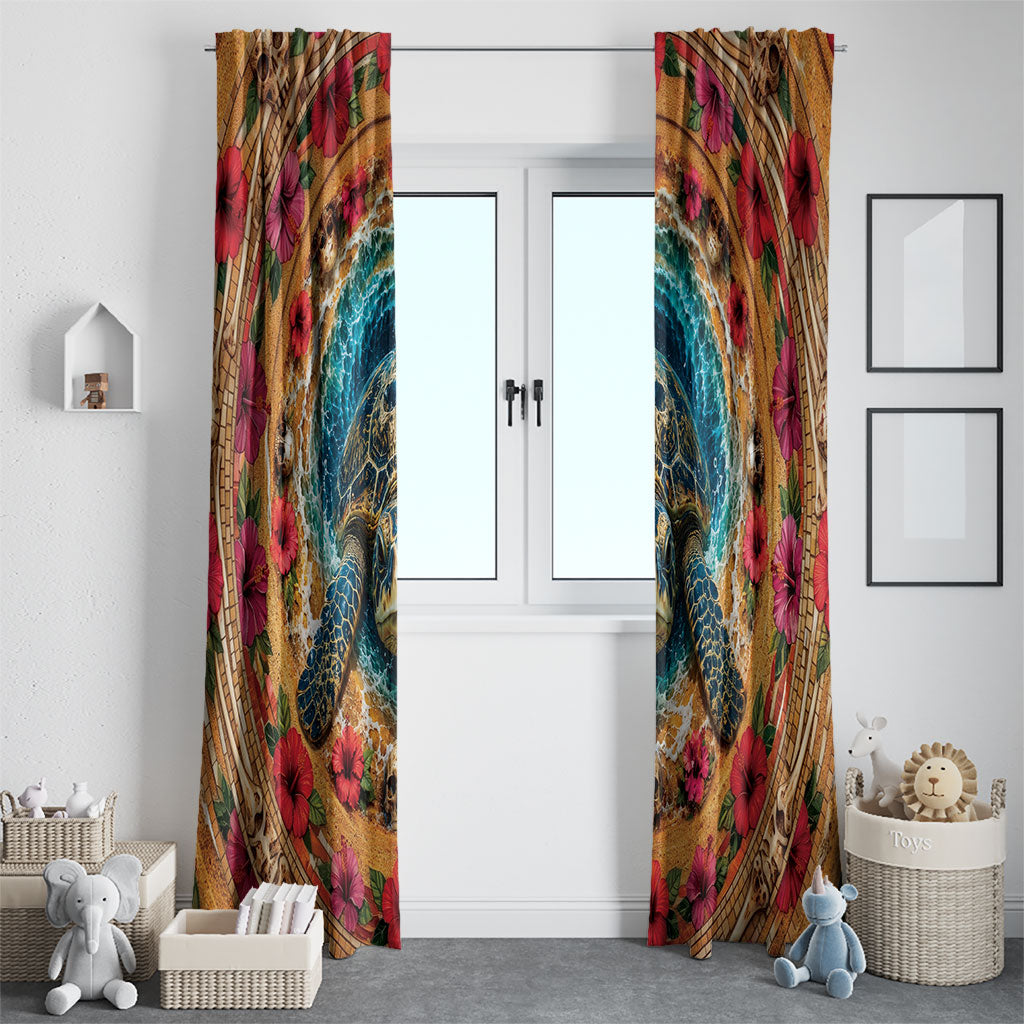 3D Illusion Honu Halloween Window Curtain Hawaiian Sea Turtle Skull Shell Vortex