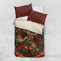 3D Illusion Hula Zombie Halloween Bedding Set Hawaiian Undead Dancer Volcano Stone Well