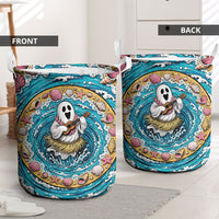 3D Illusion Hula Ghost Halloween Laundry Basket Hawaiian Ukulele Spirit Ocean Vortex