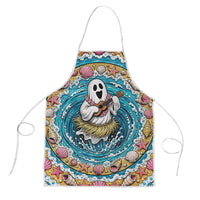 3D Illusion Hula Ghost Halloween Apron Hawaiian Ukulele Spirit Ocean Vortex
