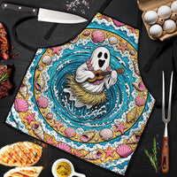 3D Illusion Hula Ghost Halloween Apron Hawaiian Ukulele Spirit Ocean Vortex