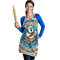 3D Illusion Hula Ghost Halloween Apron Hawaiian Ukulele Spirit Ocean Vortex