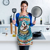 3D Illusion Hula Ghost Halloween Apron Hawaiian Ukulele Spirit Ocean Vortex