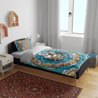 3D Illusion Hula Ghost Halloween Bedding Set Hawaiian Ukulele Spirit Ocean Vortex