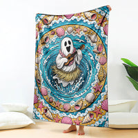 3D Illusion Hula Ghost Halloween Blanket Hawaiian Ukulele Spirit Ocean Vortex