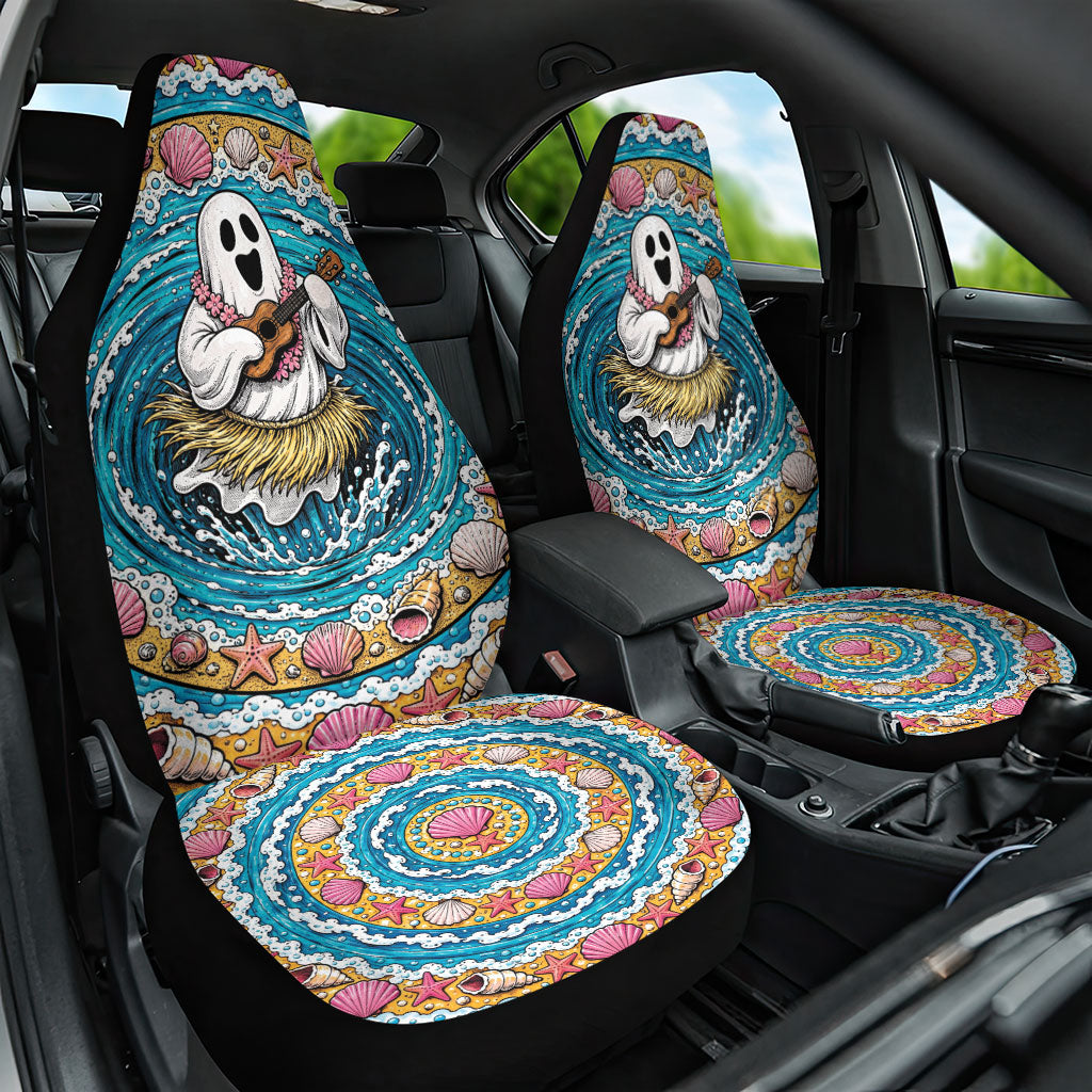 3D Illusion Hula Ghost Halloween Car Seat Cover Hawaiian Ukulele Spirit Ocean Vortex