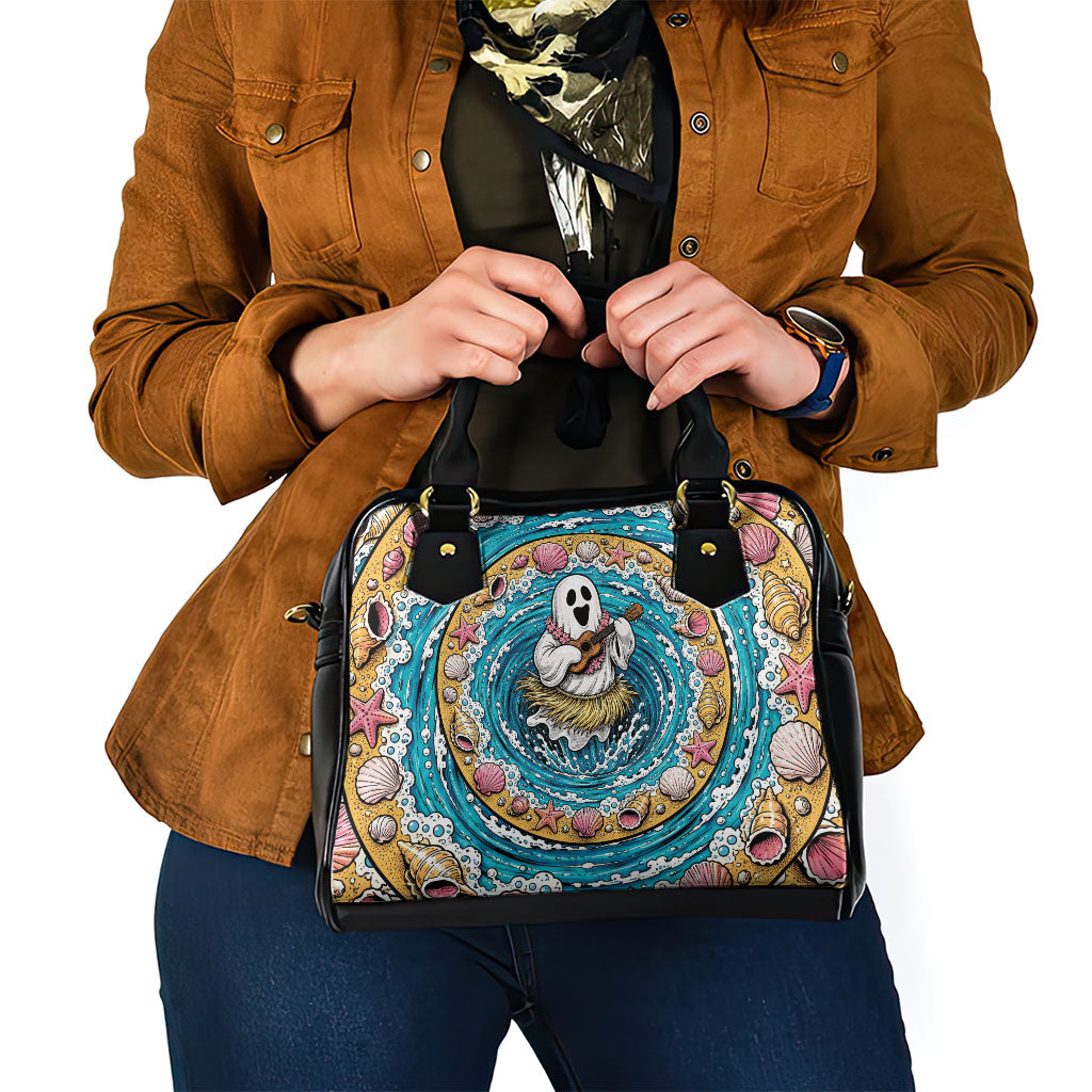 3D Illusion Hula Ghost Halloween Shoulder Handbag Hawaiian Ukulele Spirit Ocean Vortex