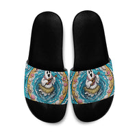 3D Illusion Hula Ghost Halloween Slide Sandals Hawaiian Ukulele Spirit Ocean Vortex