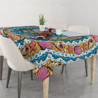 3D Illusion Hula Ghost Halloween Tablecloth Hawaiian Ukulele Spirit Ocean Vortex