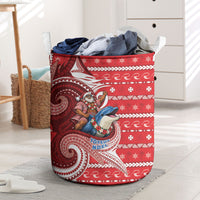Wallis And Futuna Christmas Laundry Basket Santa Riding Ocean Dolphin