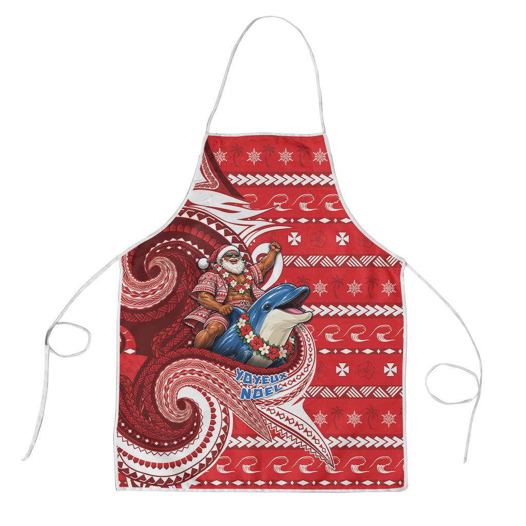 Wallis And Futuna Christmas Apron Santa Riding Ocean Dolphin