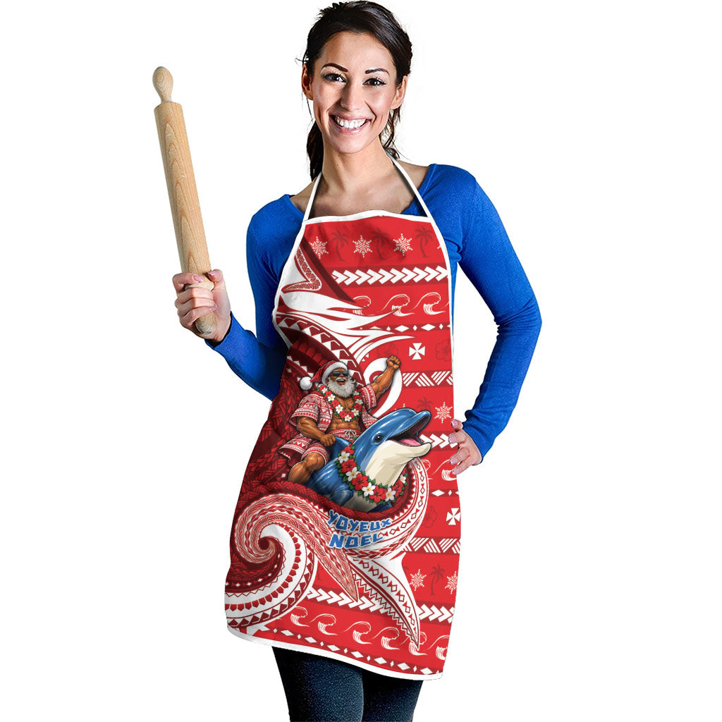 Wallis And Futuna Christmas Apron Santa Riding Ocean Dolphin