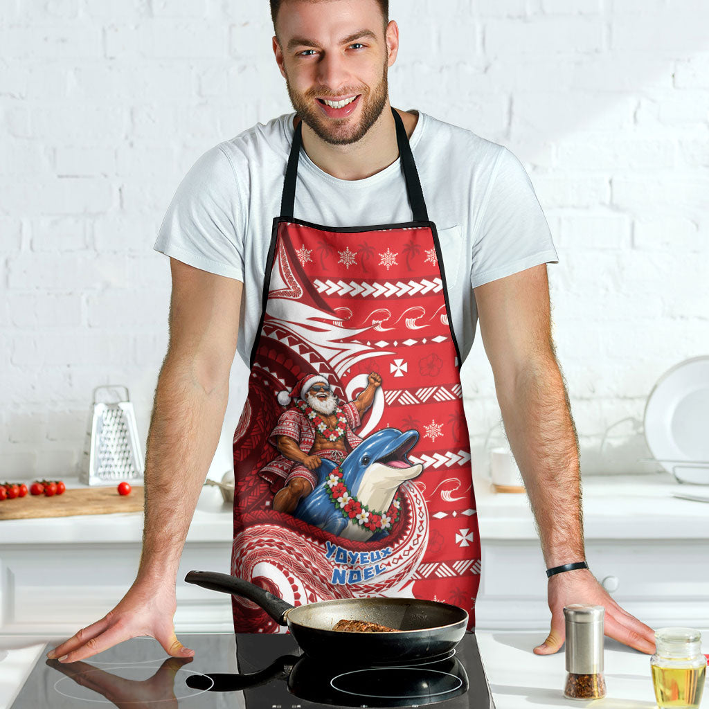 Wallis And Futuna Christmas Apron Santa Riding Ocean Dolphin
