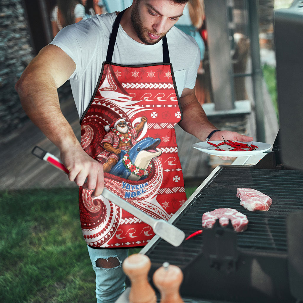 Wallis And Futuna Christmas Apron Santa Riding Ocean Dolphin