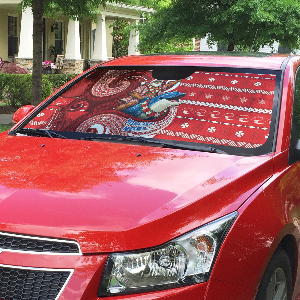 Wallis And Futuna Christmas Auto Sun Shade Santa Riding Ocean Dolphin