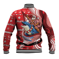 Wallis And Futuna Christmas Baseball Jacket Santa Riding Ocean Dolphin