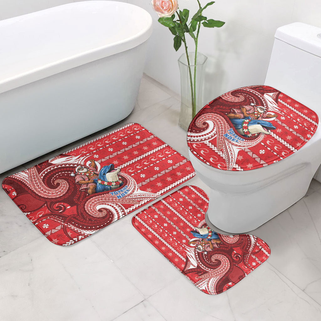 Wallis And Futuna Christmas Bathroom Set Santa Riding Ocean Dolphin DT05 - Polynesian Pride