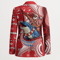 Wallis And Futuna Christmas Blazer Santa Riding Ocean Dolphin DT05 - Polynesian Pride