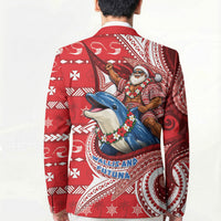 Wallis And Futuna Christmas Blazer Santa Riding Ocean Dolphin DT05 - Polynesian Pride