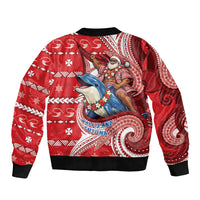 Wallis And Futuna Christmas Bomber Jacket Santa Riding Ocean Dolphin DT05 - Polynesian Pride
