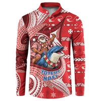 Wallis And Futuna Christmas Button Sweatshirt Santa Riding Ocean Dolphin