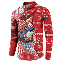 Wallis And Futuna Christmas Button Sweatshirt Santa Riding Ocean Dolphin