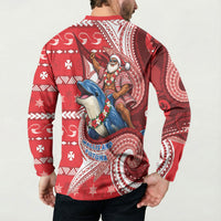 Wallis And Futuna Christmas Button Sweatshirt Santa Riding Ocean Dolphin