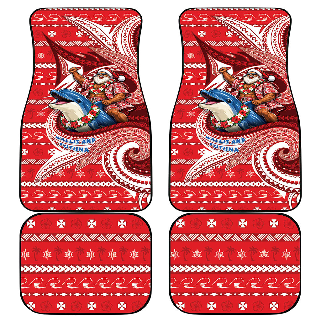 Wallis And Futuna Christmas Car Mats Santa Riding Ocean Dolphin