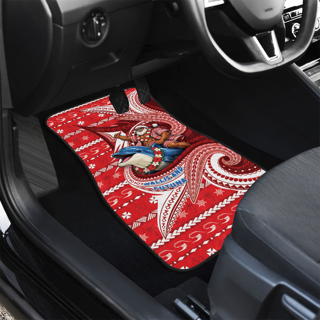 Wallis And Futuna Christmas Car Mats Santa Riding Ocean Dolphin