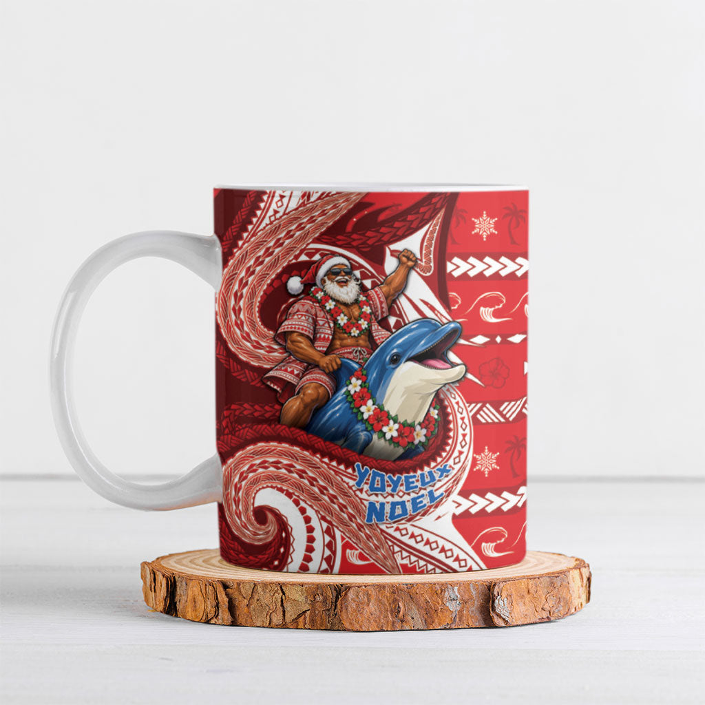 Wallis And Futuna Christmas Ceramic Mug Santa Riding Ocean Dolphin