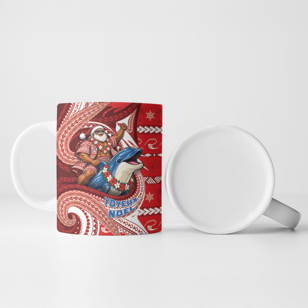 Wallis And Futuna Christmas Ceramic Mug Santa Riding Ocean Dolphin