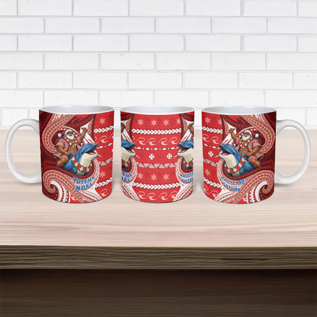Wallis And Futuna Christmas Ceramic Mug Santa Riding Ocean Dolphin