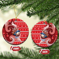 Wallis And Futuna Christmas Ceramic Ornament Santa Riding Ocean Dolphin