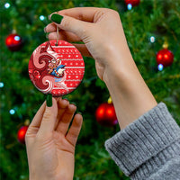 Wallis And Futuna Christmas Ceramic Ornament Santa Riding Ocean Dolphin